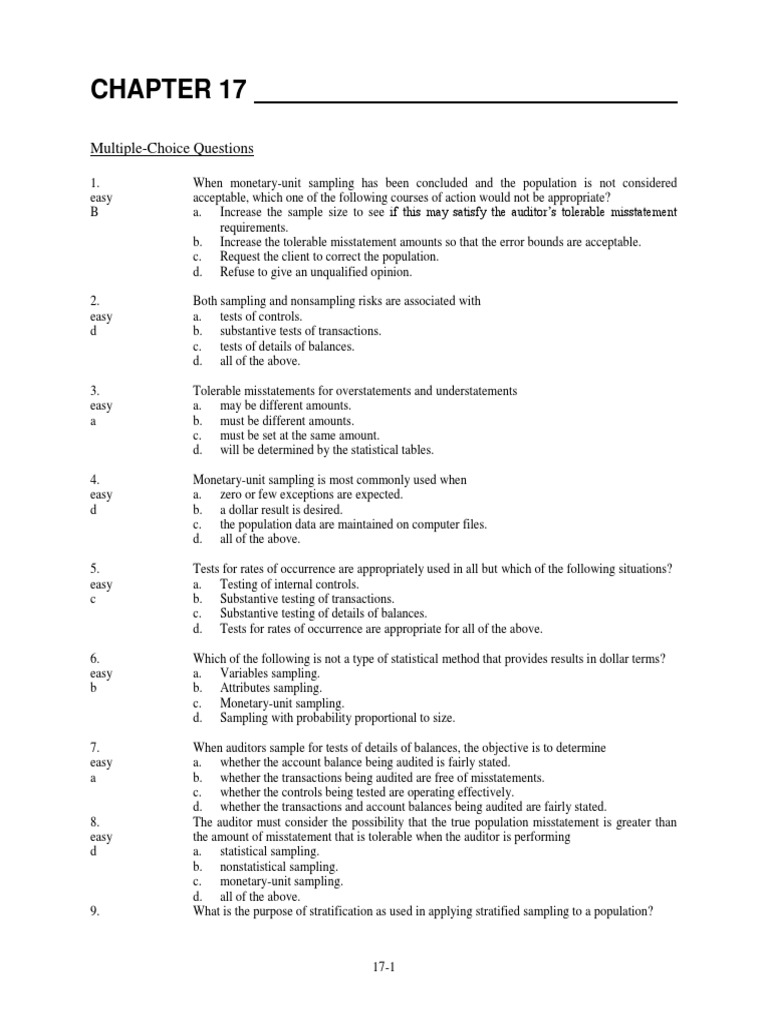 ch17 Test | PDF | Sampling (Statistics) | Audit