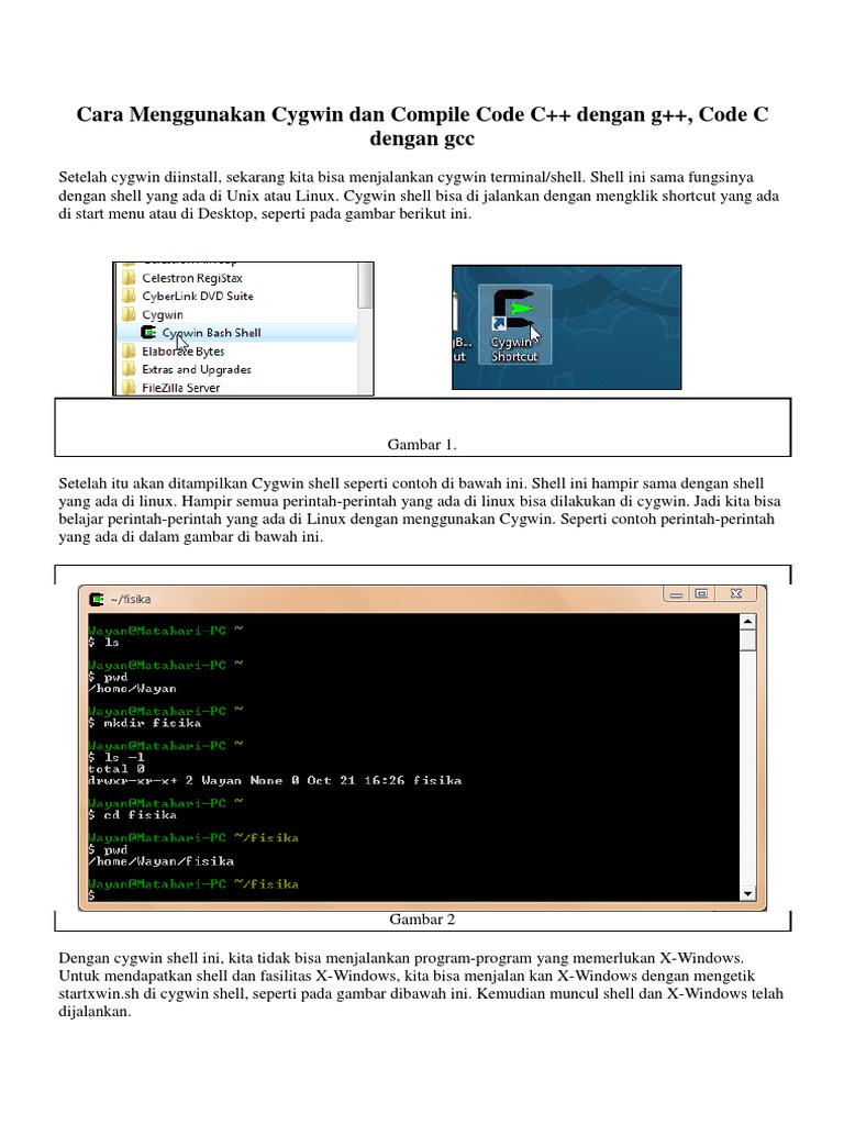 Cygwin: Compile C++ & C dengan g++/gcc | PDF