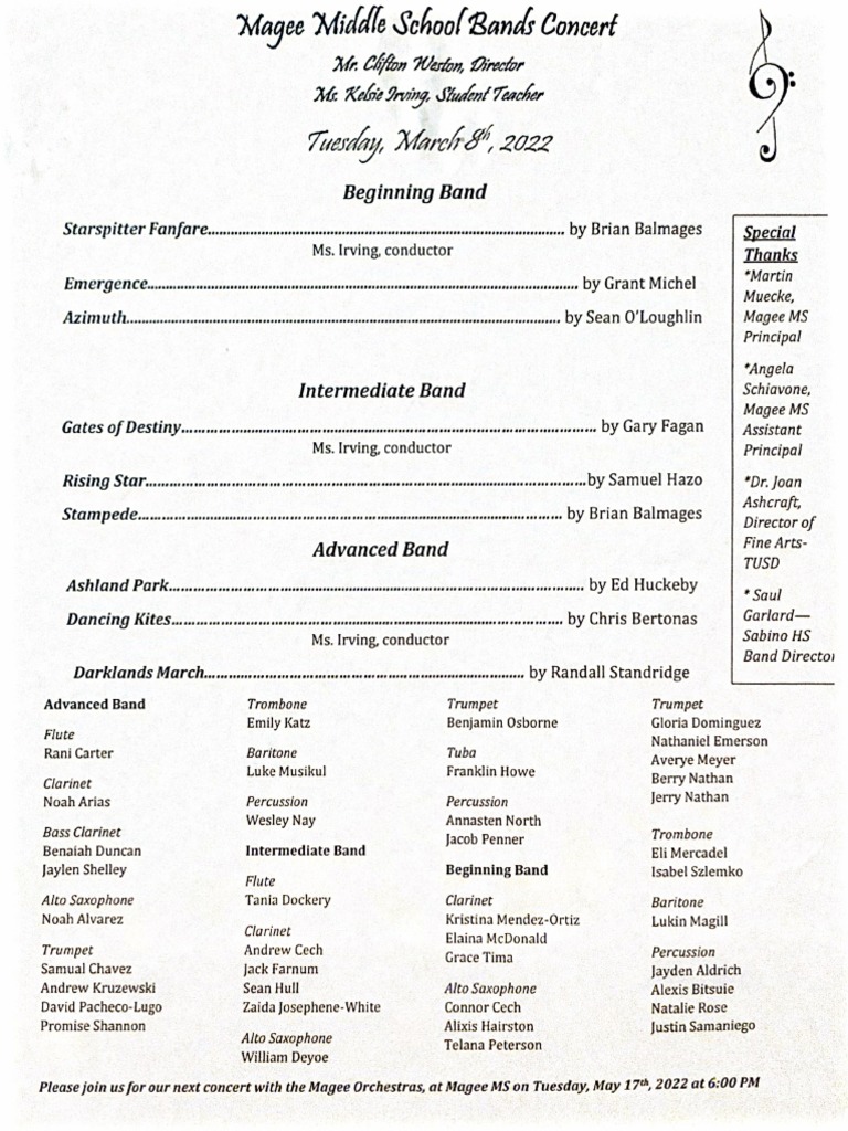 Band Concert Program PDF Classical Music Music Technology