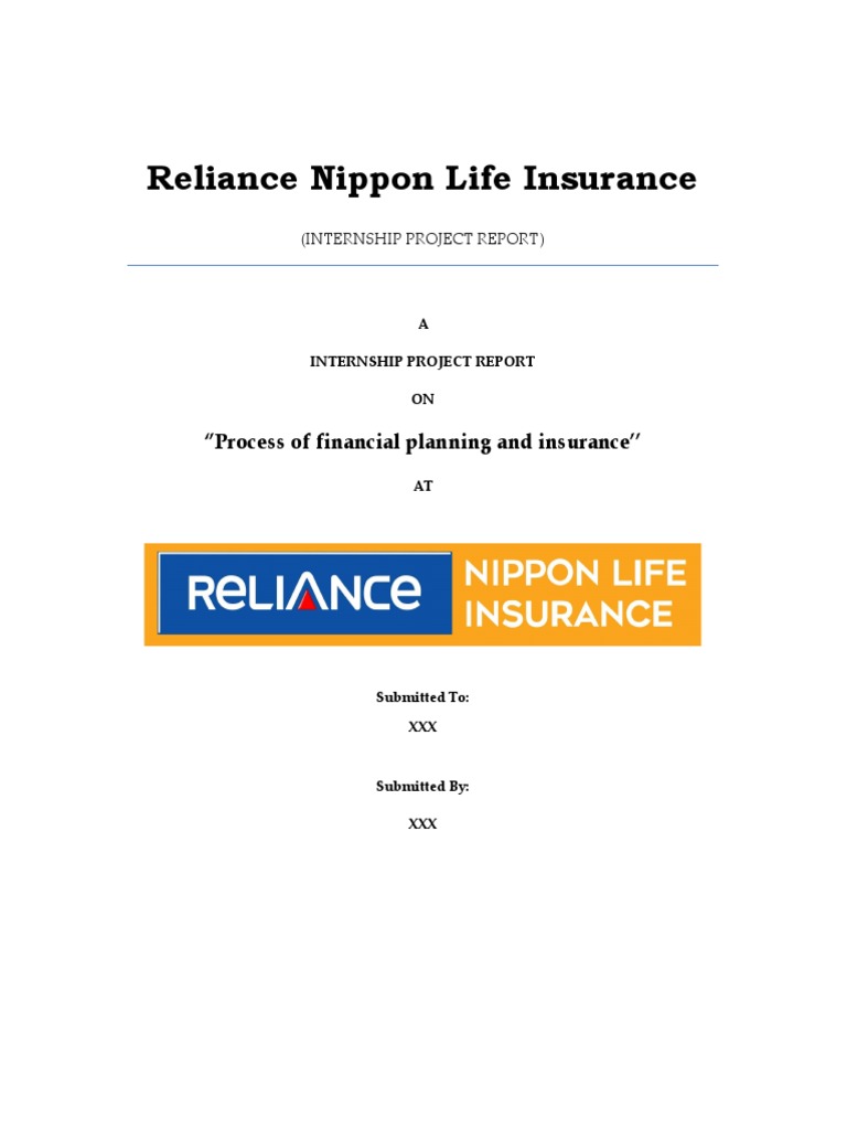 Reliance Nippon Life Project PDF Insurance Financial Services