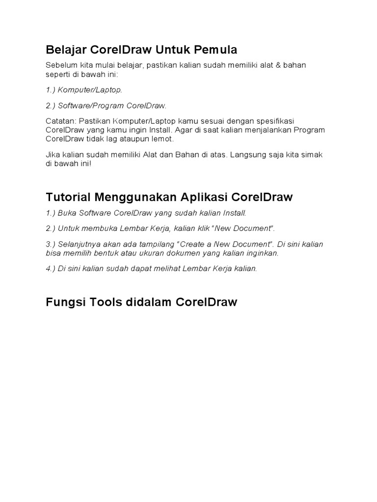 Panduan Belajar CorelDraw Pemula | PDF