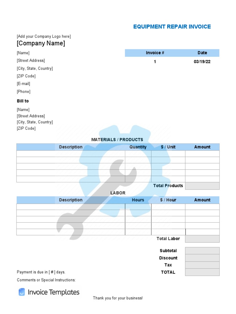 Equipment-Repair-Invoice-Template | PDF
