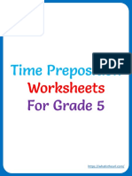 Time Preposition Worksheets For Grade 5