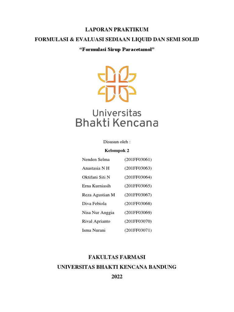 Laporan Praktikum Formulasi Sediaan Liquid Dan Semi Solid Kelompok 2 | PDF
