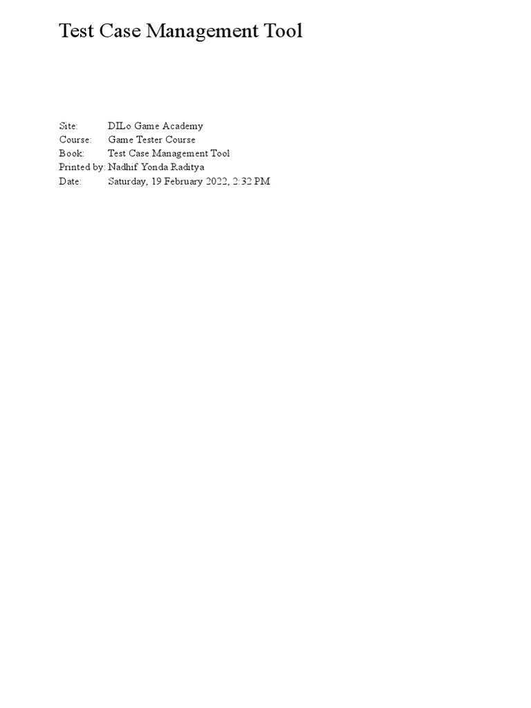 Test Case Management Tool | PDF | Karier & Perkembangan
