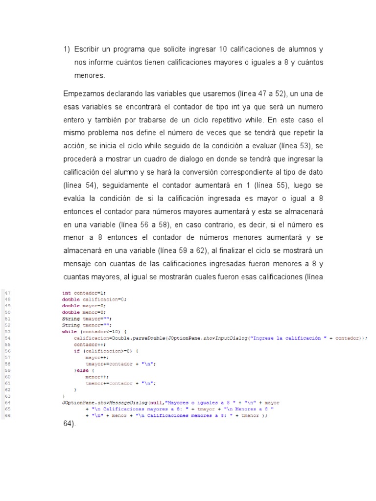 For y While | PDF | Tipo de datos | Informática