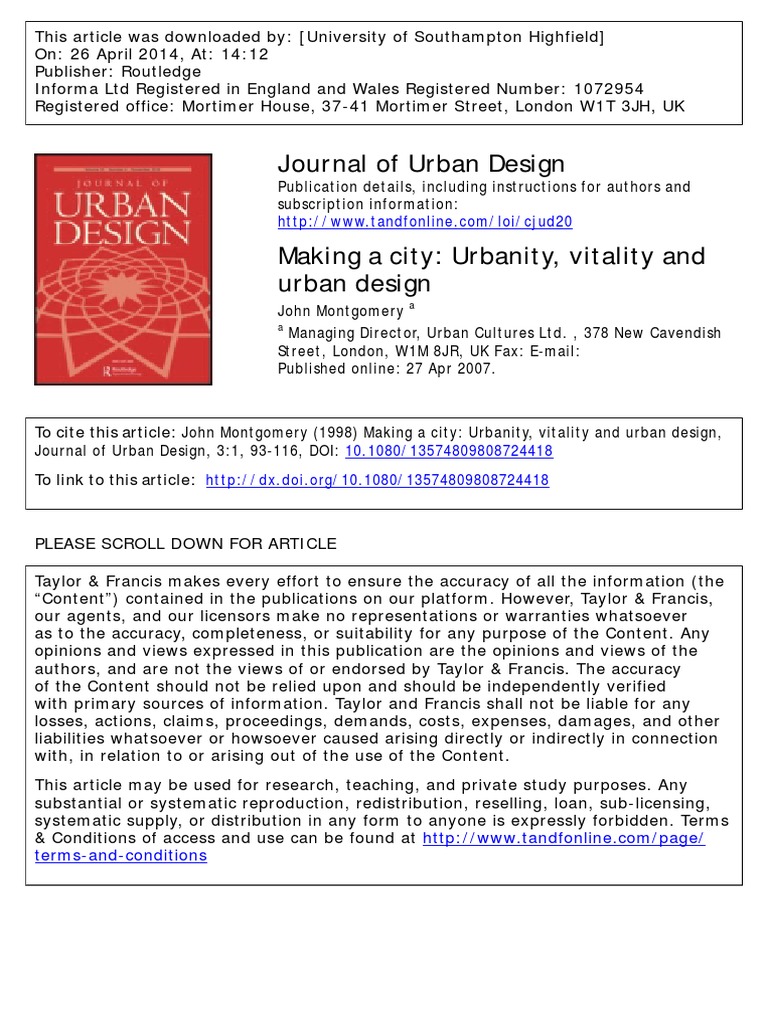 Making A City Urbanity, Vitality and Urban Design | PDF | Perception ...