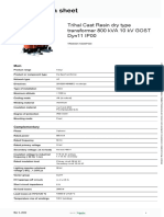 Product Data Sheet: Trihal Cast Resin Dry Type Transformer 800 kVA 10 KV GOST Dyn11 IP00