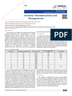 Postsplenectomy Thrombocytosis and Managements: Case Report