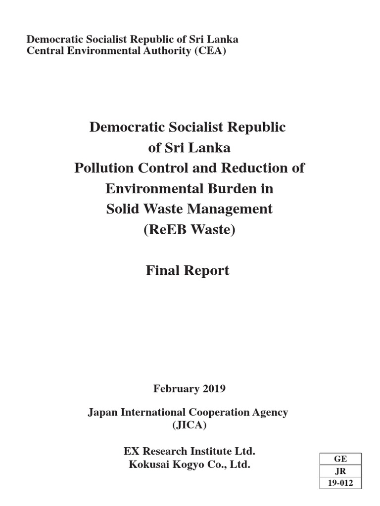 Solid Waste Management in Sri Lanka | PDF | Waste Management ...