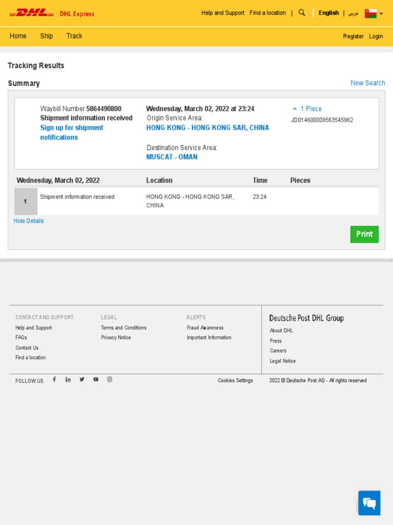 Tracking, Delivery Status For DHL Express Shipments MyDHL+ PDF