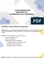 MM Assign 3 Values and Objective of Pharma Companies