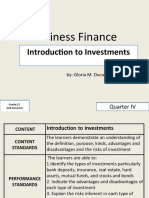 Business Finance: Introduction To Investments