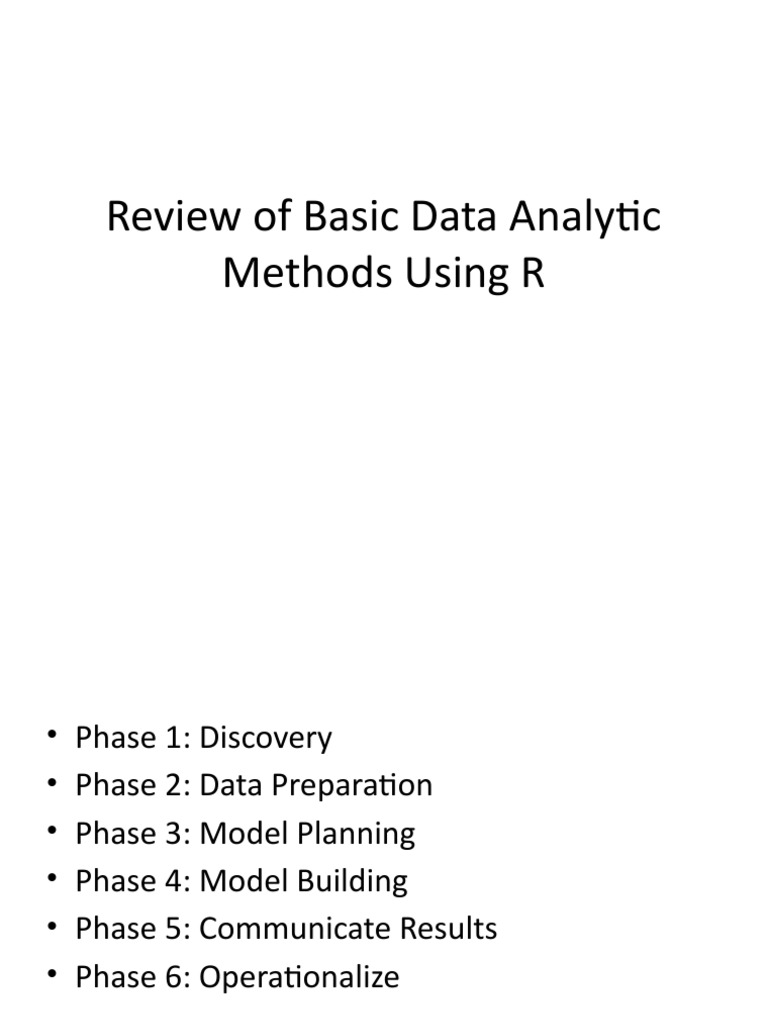 Review of Basic Data Analytic Methods Using R | PDF