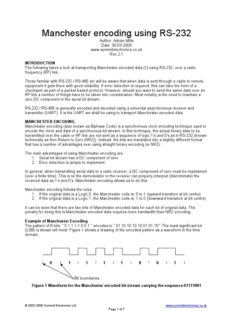 Man Chester Encoding Using RS232 | PDF