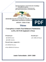 Conception Et Etude d’Un Bâtiment d’Habitationen BA (S-Sol + R + 9 +SS) Implanté à Oran