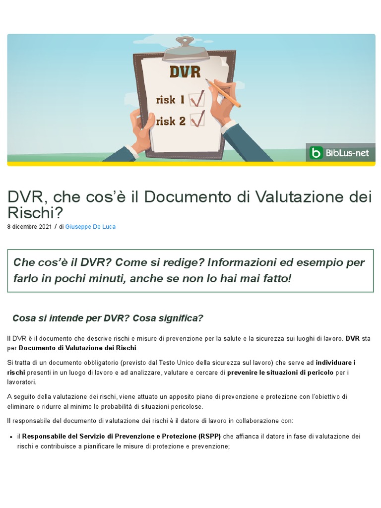 DVR, Che Cos’è Il Documento Di Valutazione Dei Rischi_ PDF