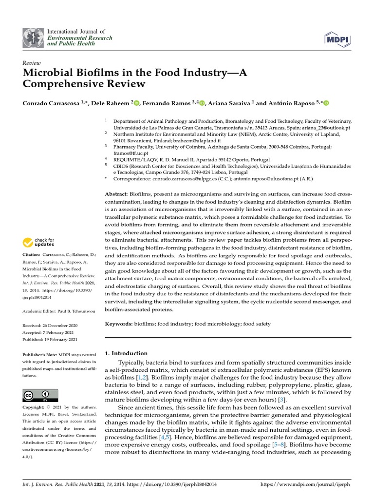 Microbial Biofilms in The Food Industry-A Comprehensive Review | PDF ...