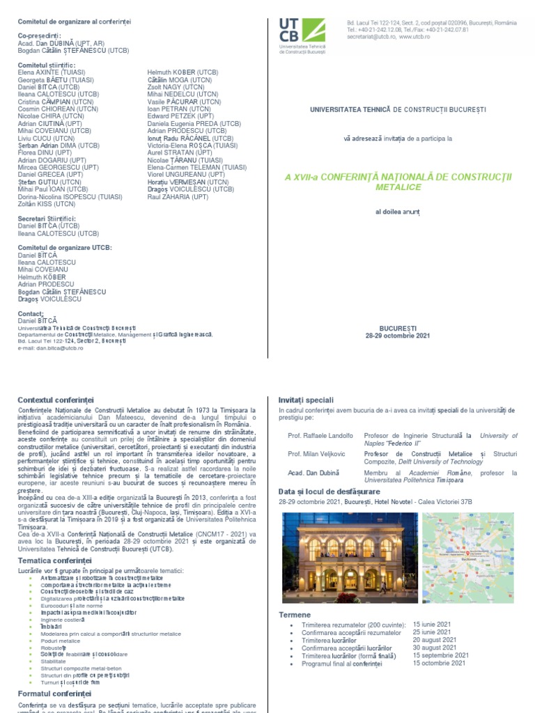 2nd Announcement Conferinta Metal UTCB | PDF