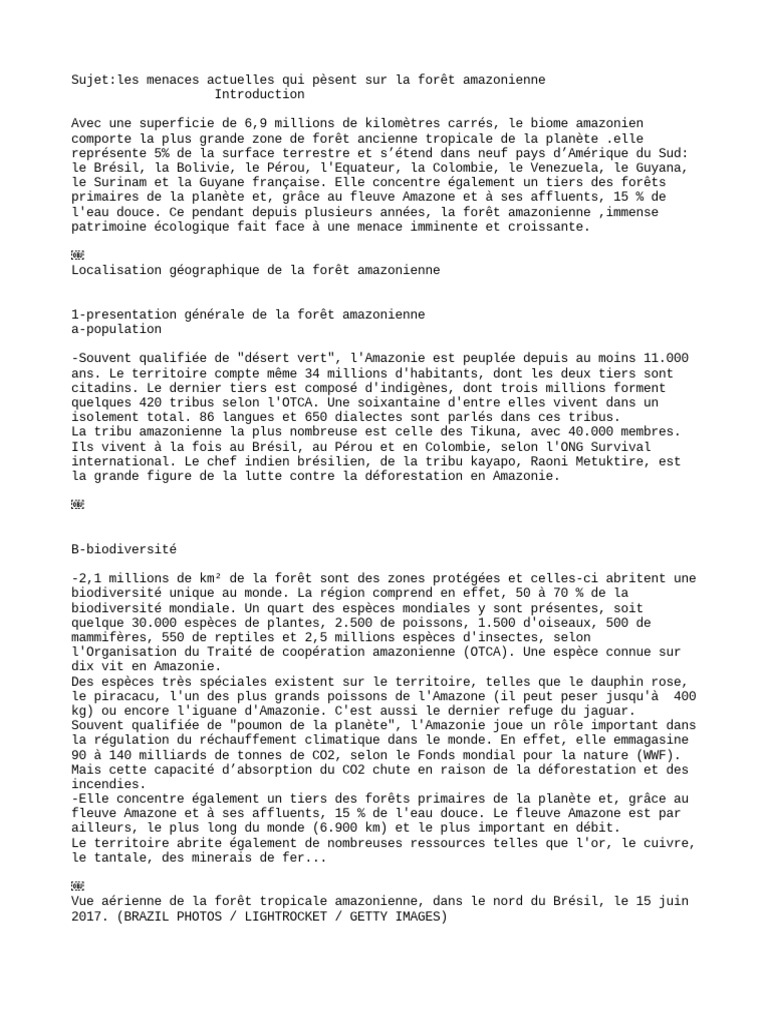 Texte | PDF | Forêt amazonienne | Déforestation