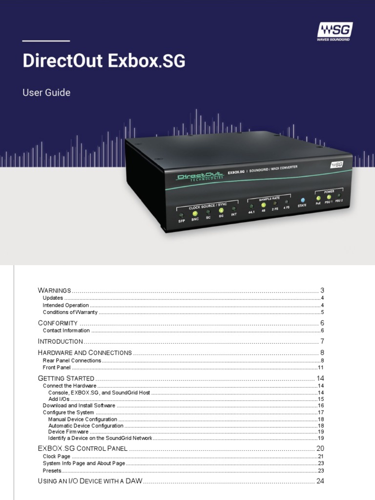 DirectOut Exbox SG User Guide PDF Device Driver Computer Network