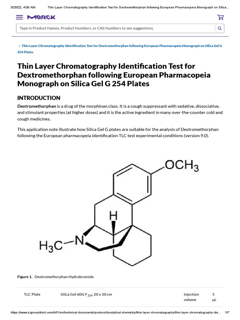 Thin Layer Chromatography Identification Test For Dextromethorphan