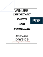 WINJEE Important Facts and Formula For JEE Physics (