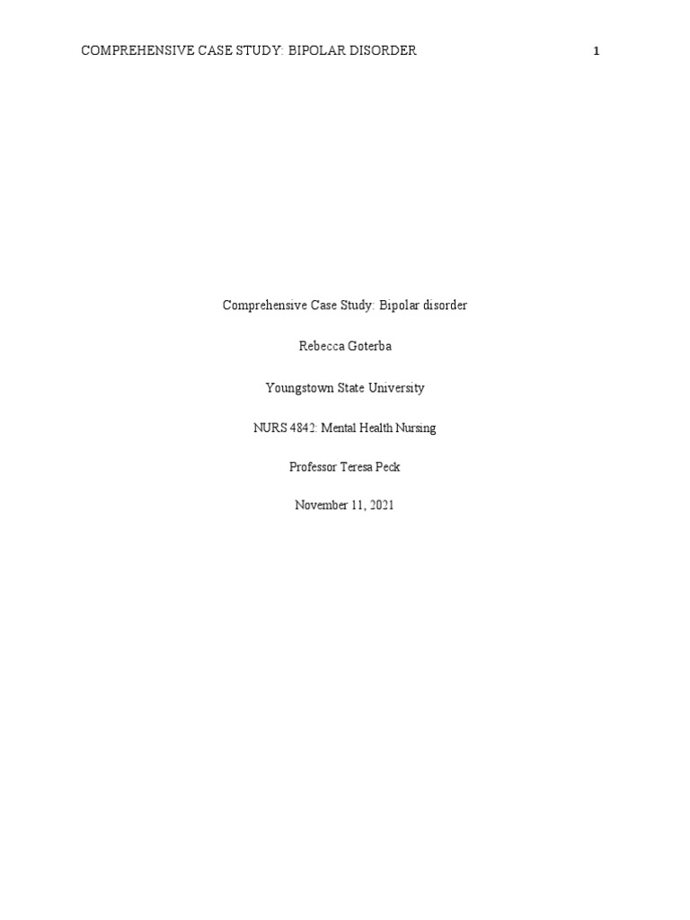 Mental Health Case Study | PDF | Bipolar Disorder | Mania