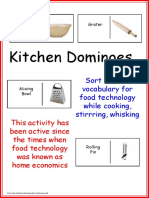 Kitchen Dominoes: Sort Out The Vocabulary For Food Technology While Cooking, Stirrring, Whisking
