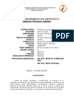 Contenido Programático Del Sub-Proyecto:: Derecho Procesal Agrario