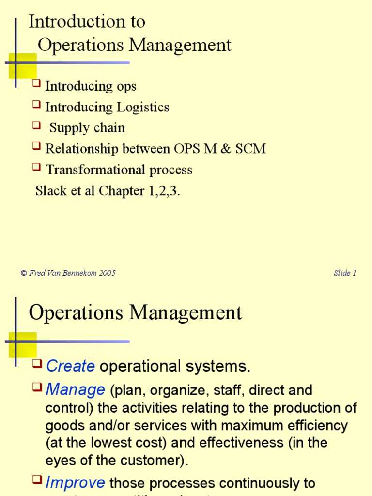 Introduction - OM Lect 1 | PDF | Supply Chain Management | Operations ...