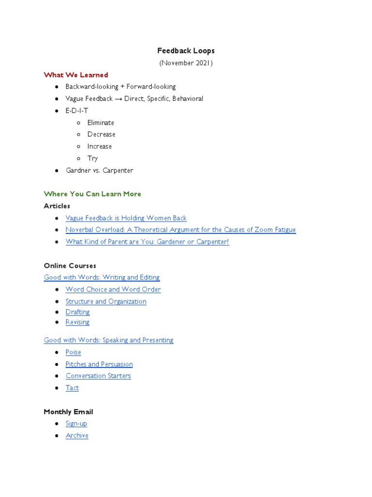 Effective Feedback Loops Explained | PDF