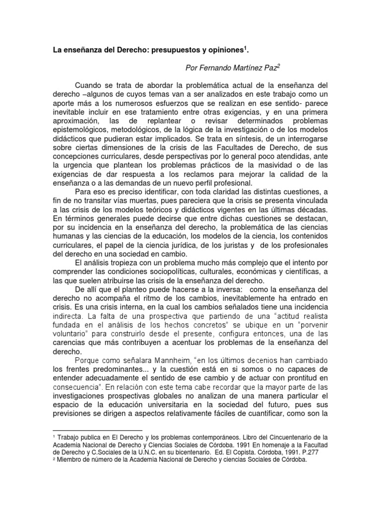 Crisis y Revisión en la Enseñanza del Derecho | PDF | Plan de estudios ...