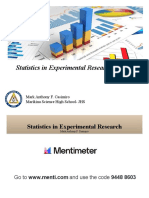 Statistics in Experimental Research: Mark Anthony F. Casimiro Marikina Science High School-JHS