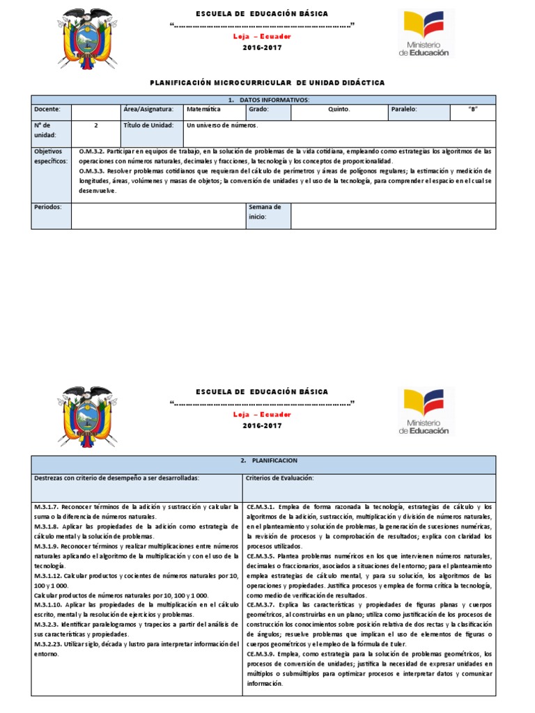 Planificación Didáctica Matemática 5to B | PDF | Números | Geometría