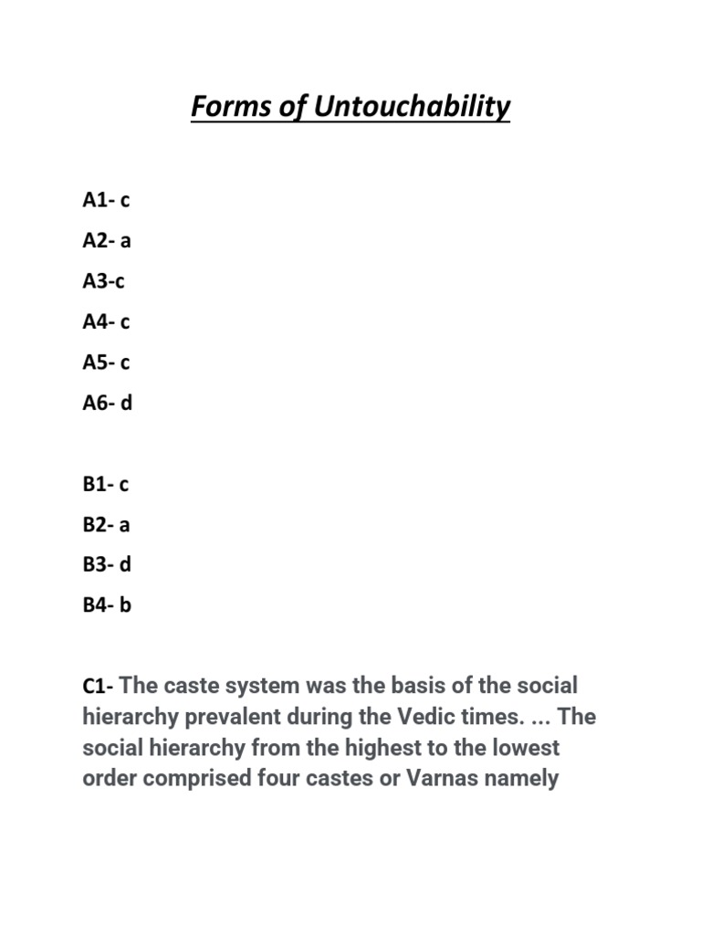 Forms of Untouchability Complete Exercise PDF