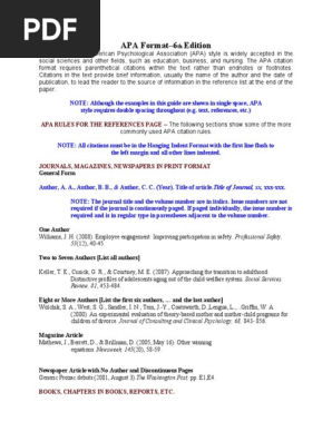 APA Format 6th Edition