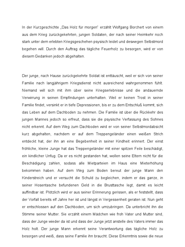 Inhaltsangabe"Das Holz Für Morgen"-Huzhejun | PDF