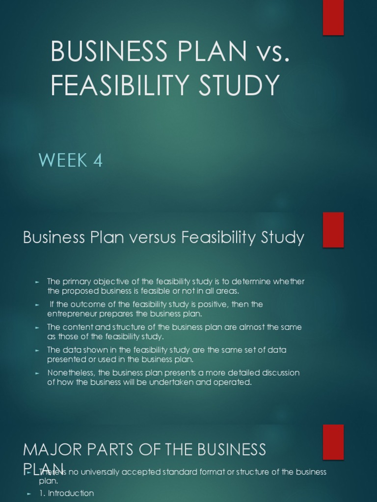 Business Plan vs. Feasibility Study | PDF | Feasibility Study | Business