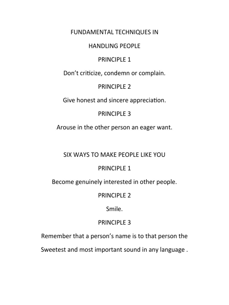 Nutshell To Win Friends and Influence People | PDF | Psychological ...