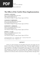 The Effect of The Curfew Hour Implementation: Aldren J. Apduhan