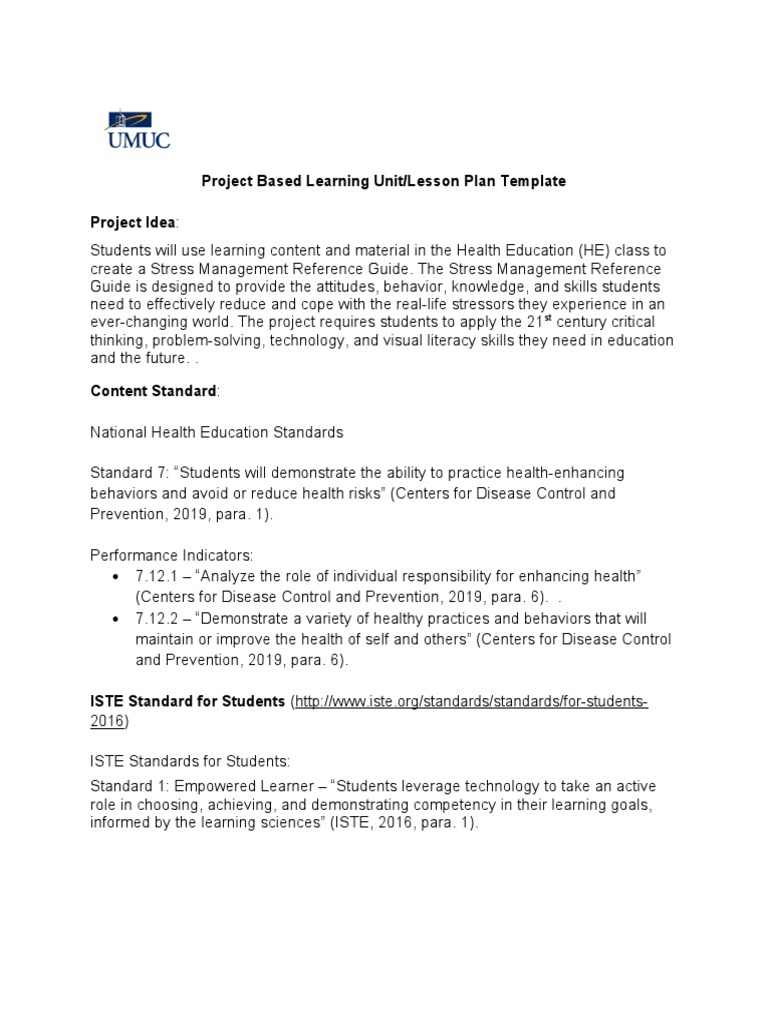 Project Based Learning Unit | PDF