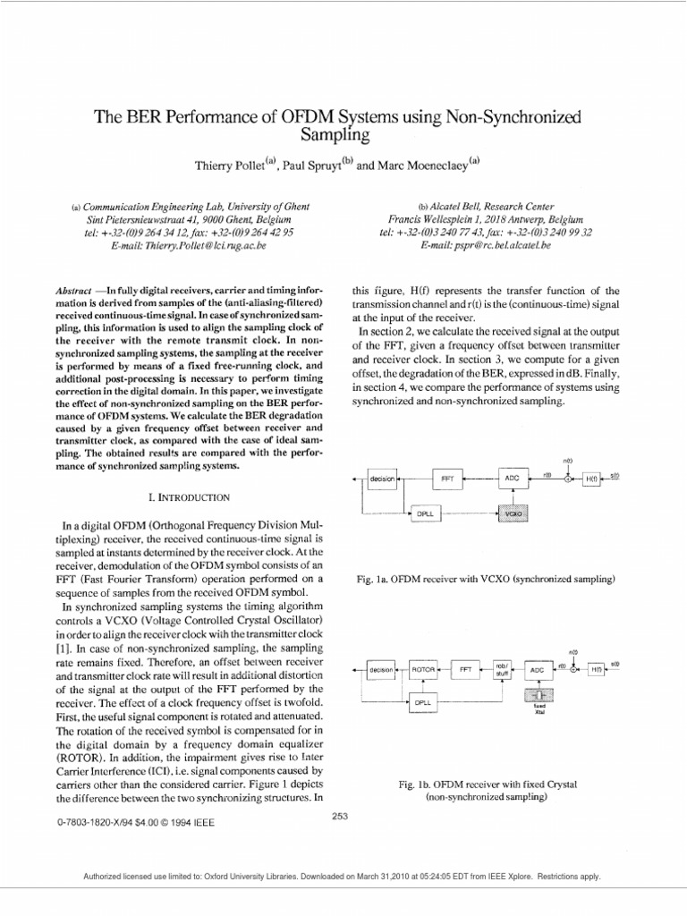 OFDM BER in Non-Sync Systems | PDF | Orthogonal Frequency Division ...