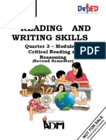 Reading and Writing Skills: Quarter 3 - Module 5: Critical Reading As Reasoning