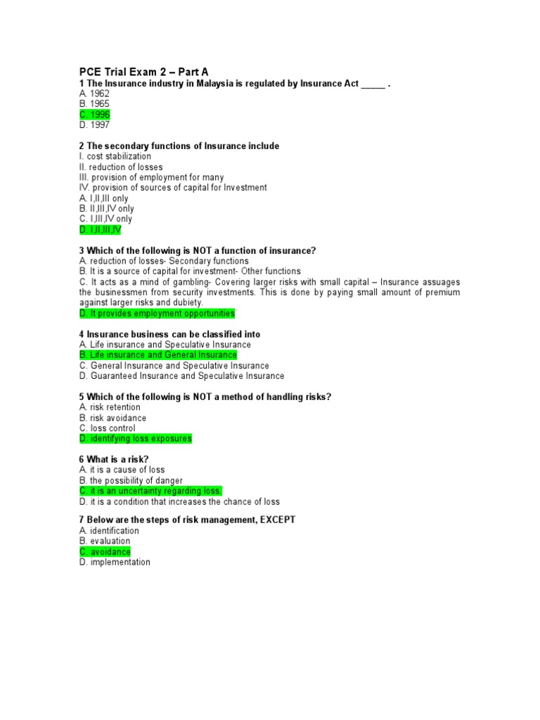 PCE Trial Exam 1