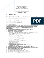 Health Appraisal Record (Submit A PDF) : Quarter 1 Module 3 Activity Sheet Physical Education 11
