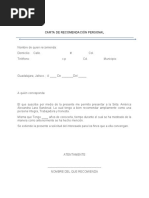 Carta de Recomendación (Personal)