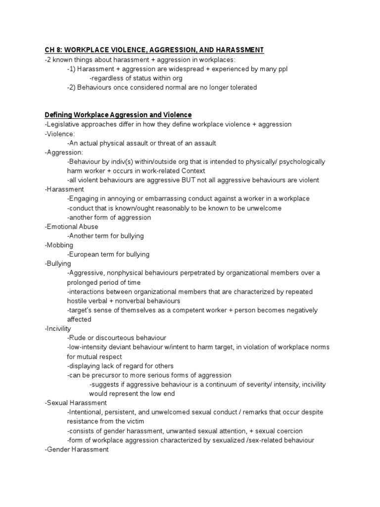 Workplace Violence and Aggression Insights | PDF | Violence | Sexual ...