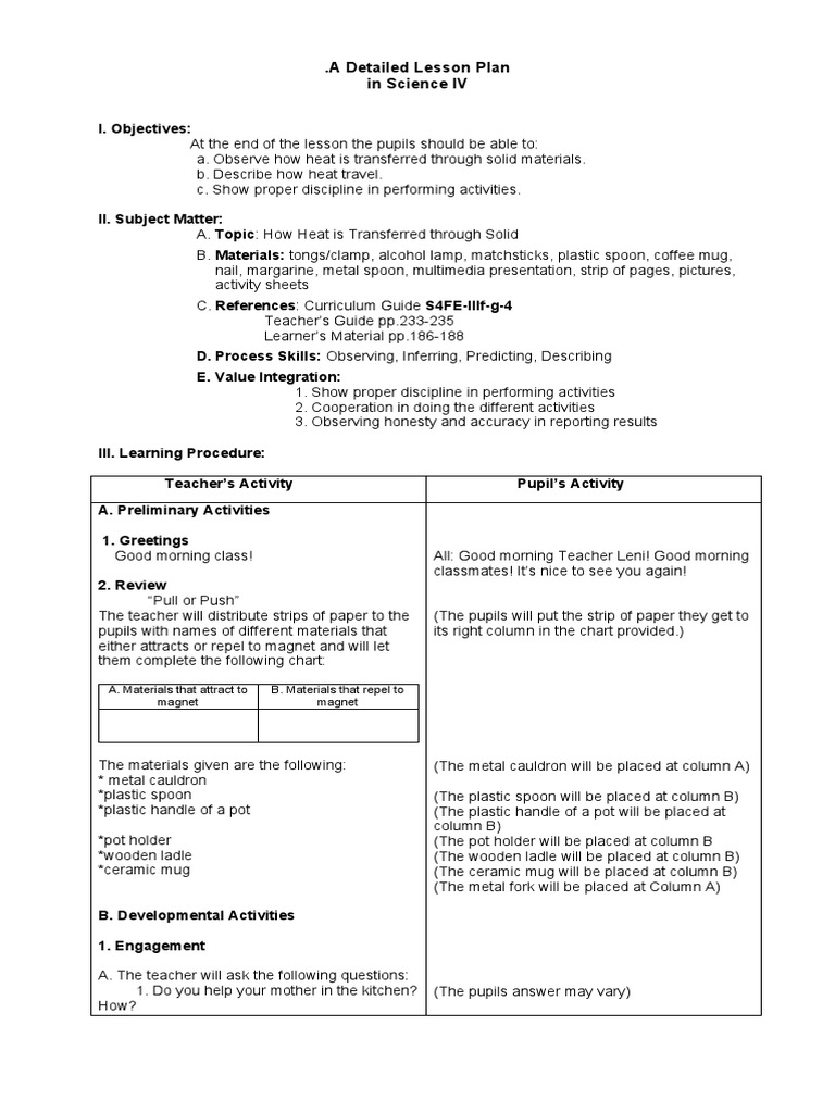 Heat Transfer Lesson Plan for Grade 7 | PDF | Thermal Conduction | Heat