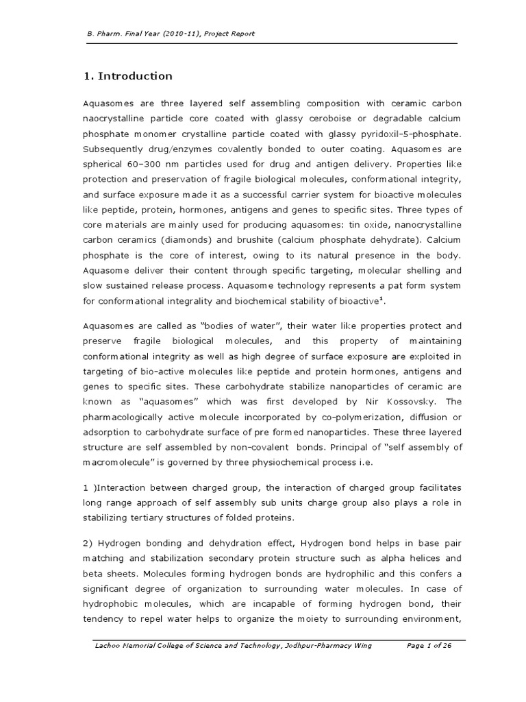 B. Pharm. Final Year (2010-11), Project Report | PDF | Denaturation ...